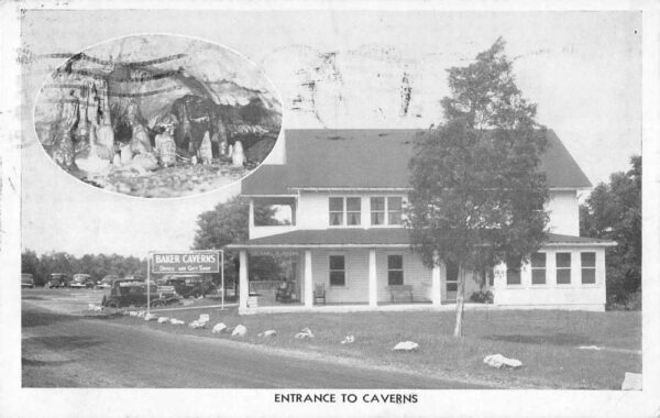 Historic postcard of Baker Caverns in Williamson PA