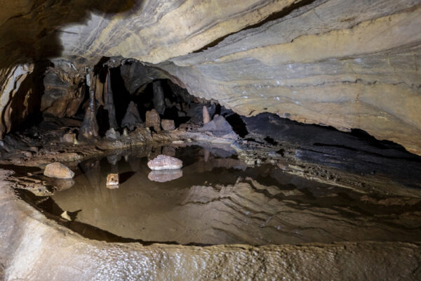 Pool of water in Black-Coffey Caverns in Franklin County Pennsylvania