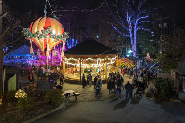 The carousel and decorations at Elmwood Park Zoo in Norristown Pennsylvania