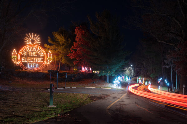 Cars drive through the Holiday Light Spectacular Christmas Lights in Scranton's Nay Aug Park