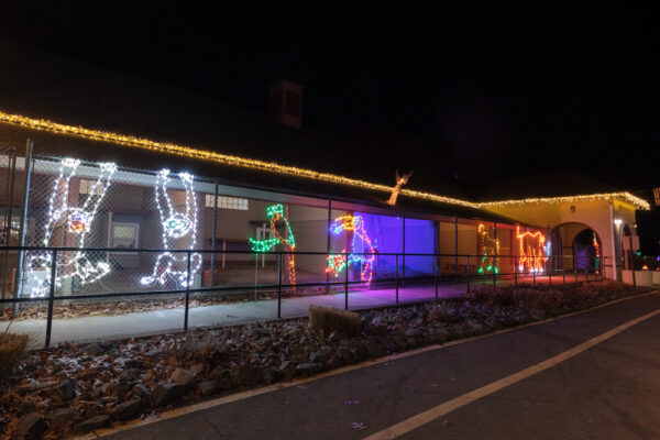 Lights on a building in Nay Aug Park in Scranton PA