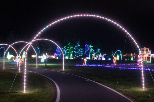 Driving under lights while at the Christmas Lights in the Parkway in the Lehigh Valley