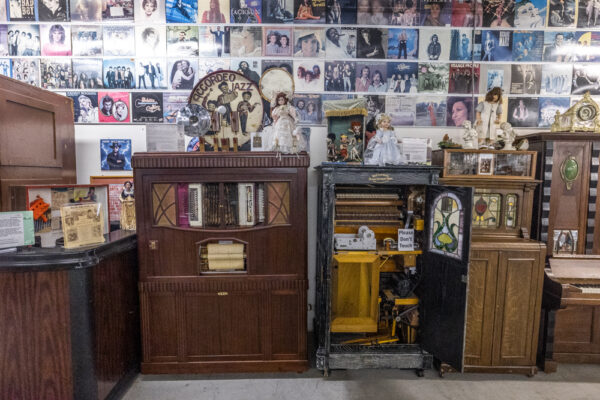 Antique Musical instruments at the American Treasure Tour in Oaks Pennsyvlania