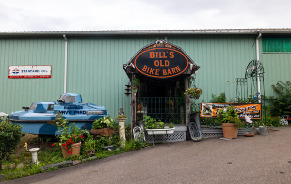 The entrance to Bill's Old Bike Barn in Bloomsburg PA