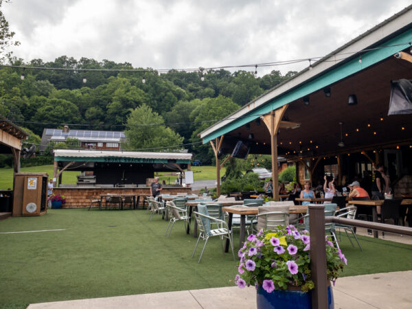 Outdoor beer garden at Shy Bear Brewing in Mifflin County PA