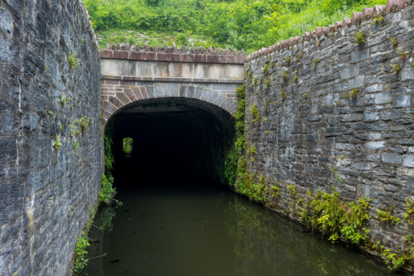 Close shot of the entrance to the Union Canal Tunnel in Lebanon Pennsylvania