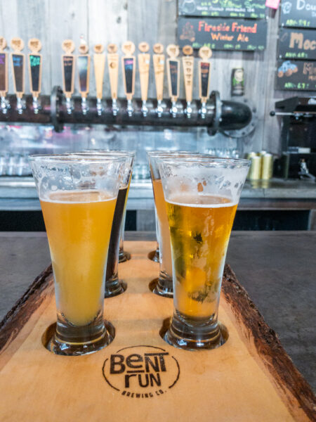 My flight of beer at Bent Run Brewing in Warren County Pennsylvania