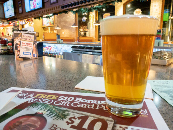 A beer at the bar in Marzoni's brewery in Blair County PA