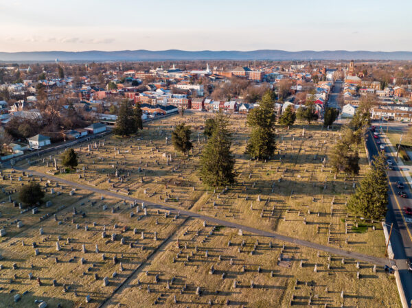 Drone view of the Old Public Graveyard in Carlisle, PA.