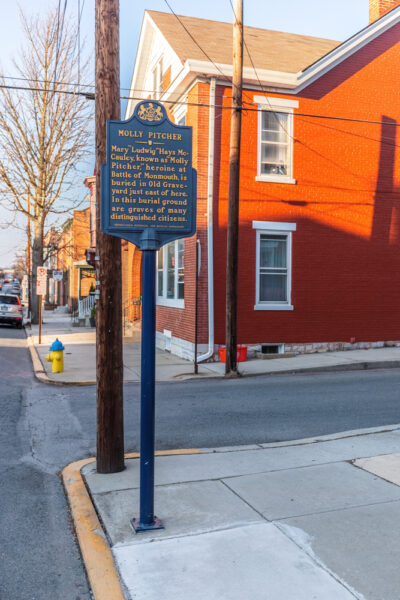 Molly Pitcher Historical Marker on South Hanover Street in Carlisle Pennsylvania