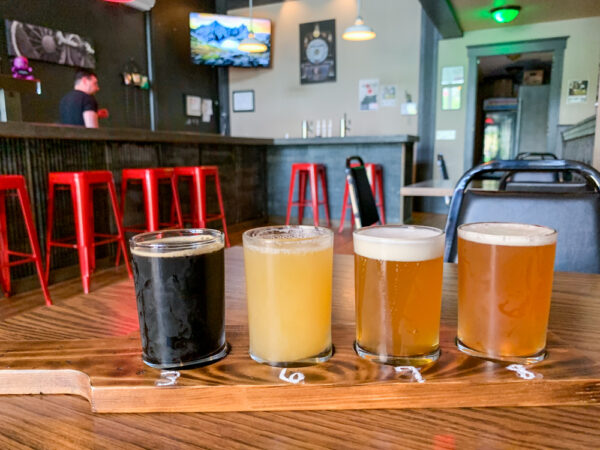 Flight of beer from Railroad City Brewery in Altoona Pennsylvania