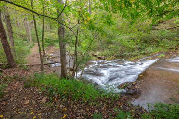 View of waterfall in Roaring Spring PA from the crest