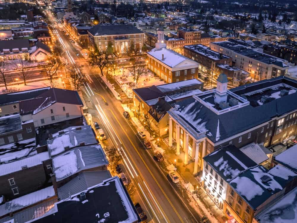 Winter Drone Over Downtown Carlisle Print Uncovering PA