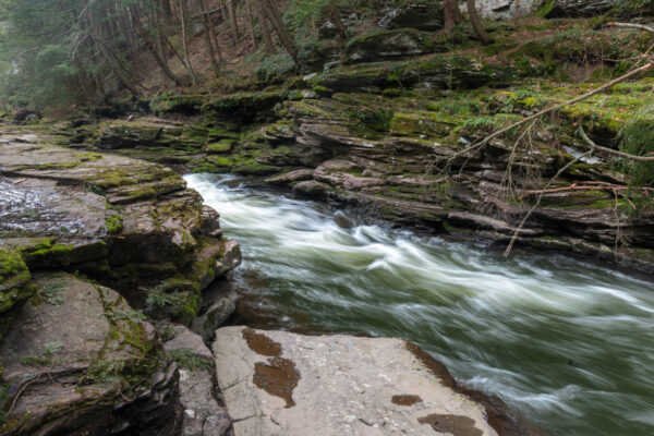 Water rushes through the Little Rocky Glen Preserve in Northeastern Pennsylvania.
