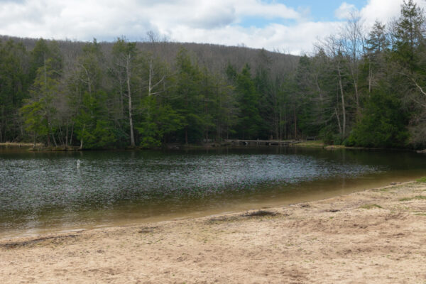 The beach in Locust Lake State Park in Schuylkill County, Pennsylvania
