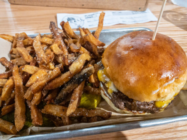 Hamburger and french fries at McCall Collective Brewing in the Lehigh Valley