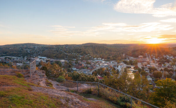 The view at sunset from Irving Cliff in Honesdale, PA