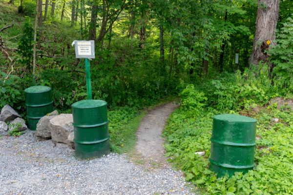 Trailhead for Tytoona Cave Nature Preserve in Blair County PA