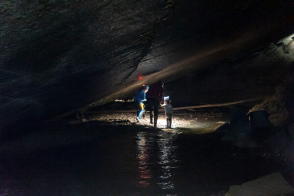 People exploring Tytoona Cave in Blair County PA