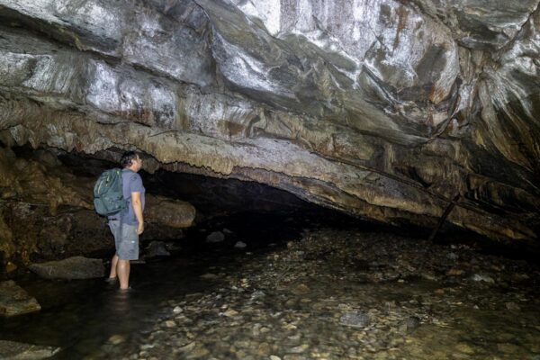 Man inside Tytoona Cave in Altoona Pennsylvania