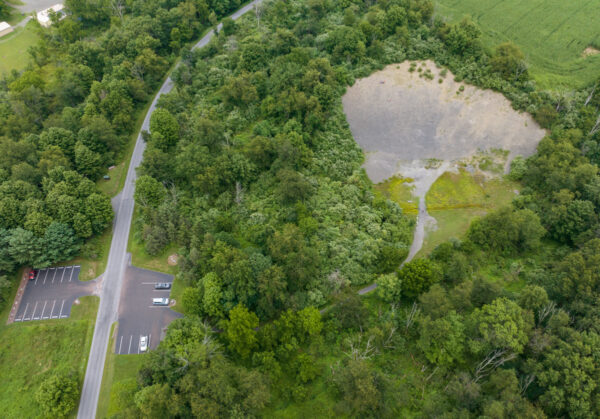 Drone photo of the Montour Preserve Fossil Pit in Pennsylvania