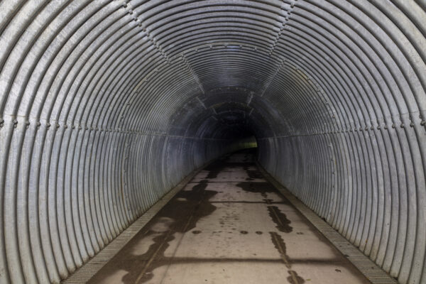 The concrete and steel interior of Poe Paddy Tunnel in Pennsylvania