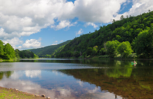 Delaware River at the Zane Grey Public Boat Launch in the Poconos