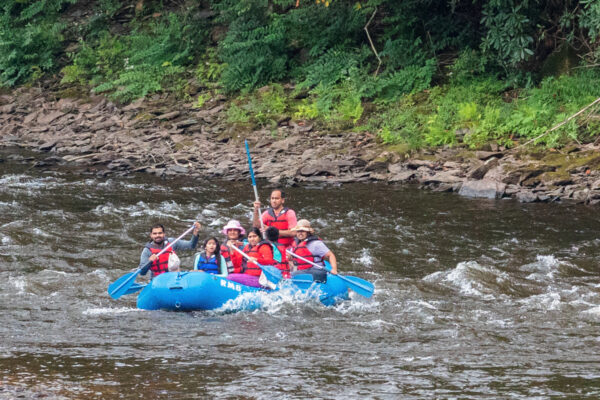 People white water rafting on the Lehigh River near Jim Thorpe PA