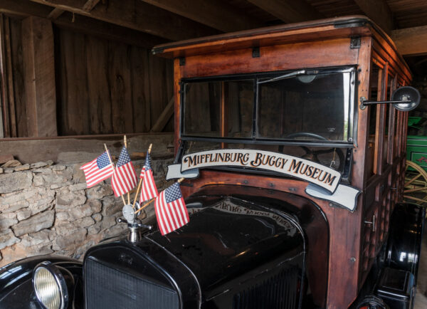 An antique automobile with local connections at the buggy museum in Mifflinburg PA