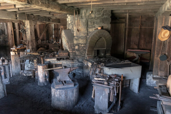 Inside the blacksmith shop at Old Bedford Village in PA