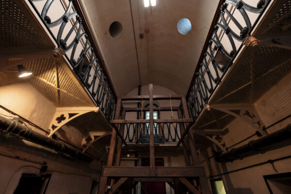Gallows inside the main cell block at the Old Jail Museum in Jim Thorpe PA
