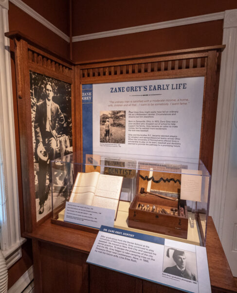 Display on the early life of Zane Grey at his home on the Poconos
