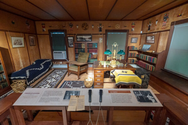 Looking into Zane Grey's office at his home and museum in Pike County PA