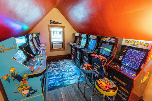 Arcade games in the attic of Buffalo Bill's House in Perryopolis, PA