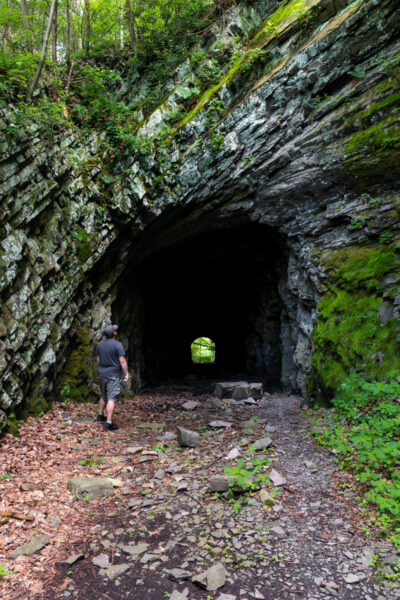 Man standing next to Coburn Tunnel near Coburn PA