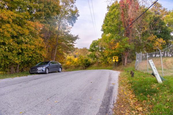 Car parked on Quaker Church Road in Perryopolis PA