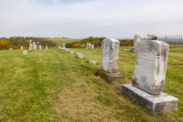 Gravestones at the Haunted Quaker Church in the Laurel Highlands