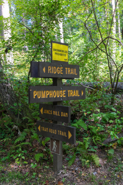 Trail signs in Laurel Hill State Park in PA