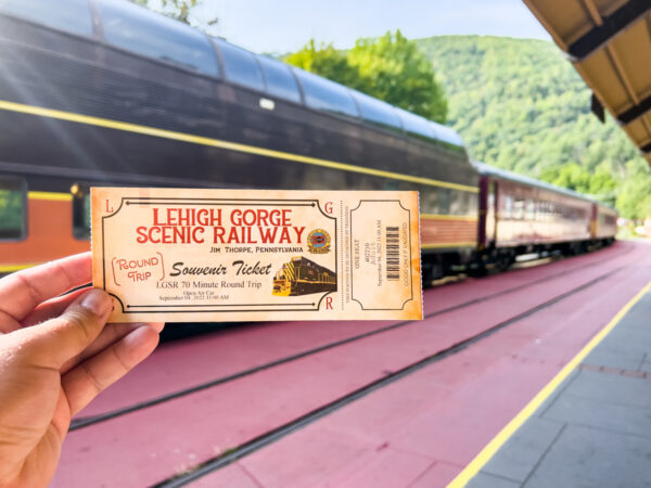 A souvenir ticket from the Lehigh Gorge Scenic Railway in Jim Thorpe PA
