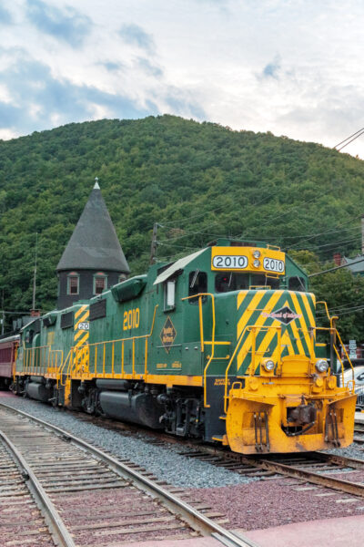 Diesel train engine for the Lehigh Gorge Scenic Railway in Jim Thorpe PA