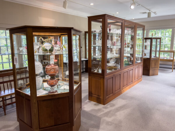 Display cases in the Dorflinger Glass Museum in Wayne County PA