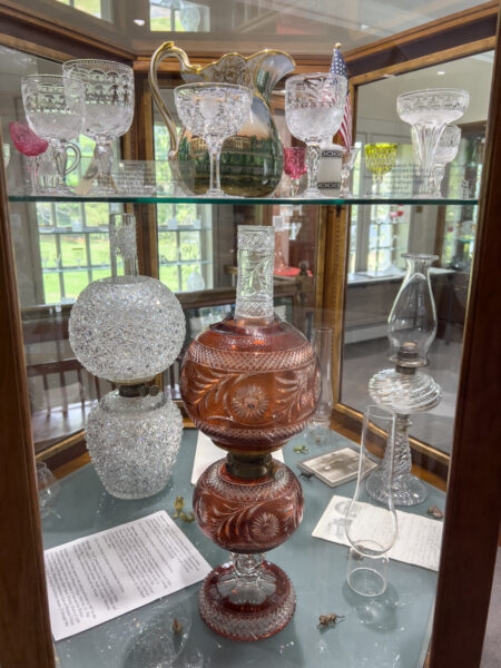 Large piece of cut glass on display at the Dorflinger Factory Museum in White Mills PA