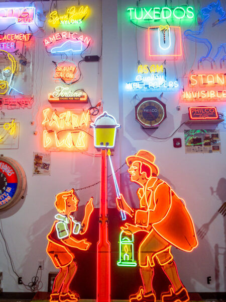 Large signs at the Neon Museum of Philly