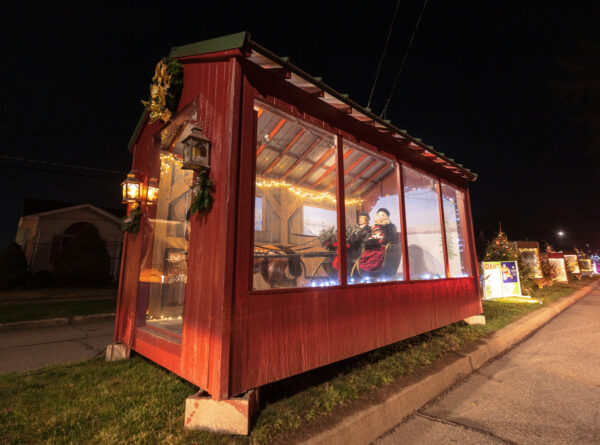 Covered bridge vignette at the Berwick Christmas Boulevard in Berwick Pennsylvania