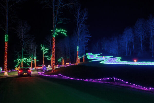 Stream of lights at the Festival of Lights in Wyoming County PA