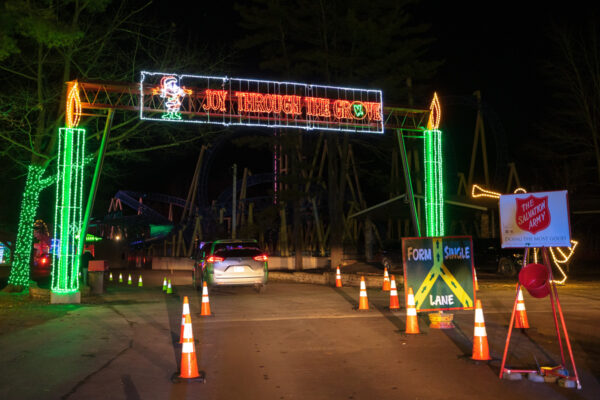 The entrance to Joy Through the Grove at Knoebels Amusement Park in PA