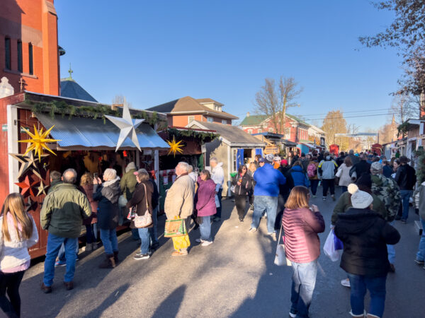 Visitors checking out the many stalls at the Christkindl Market in Mifflinburg PA 