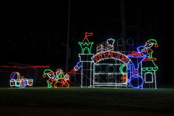 Toy factory Christmas display at the Parade of Lights in New Castle, PA