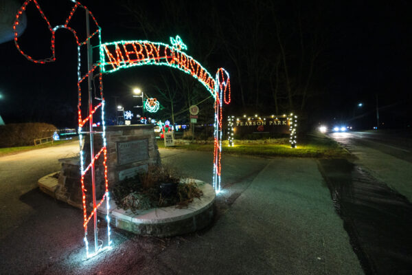 The entrance to the Parade of Lights at Pearson Park in New Castle Pennsylvania