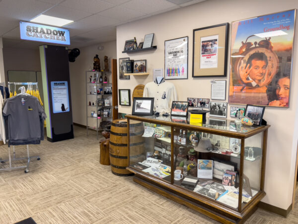 Movie items on display at the Gobbler’s Knob Visitor Center in Punxsutawney Pennsylvania